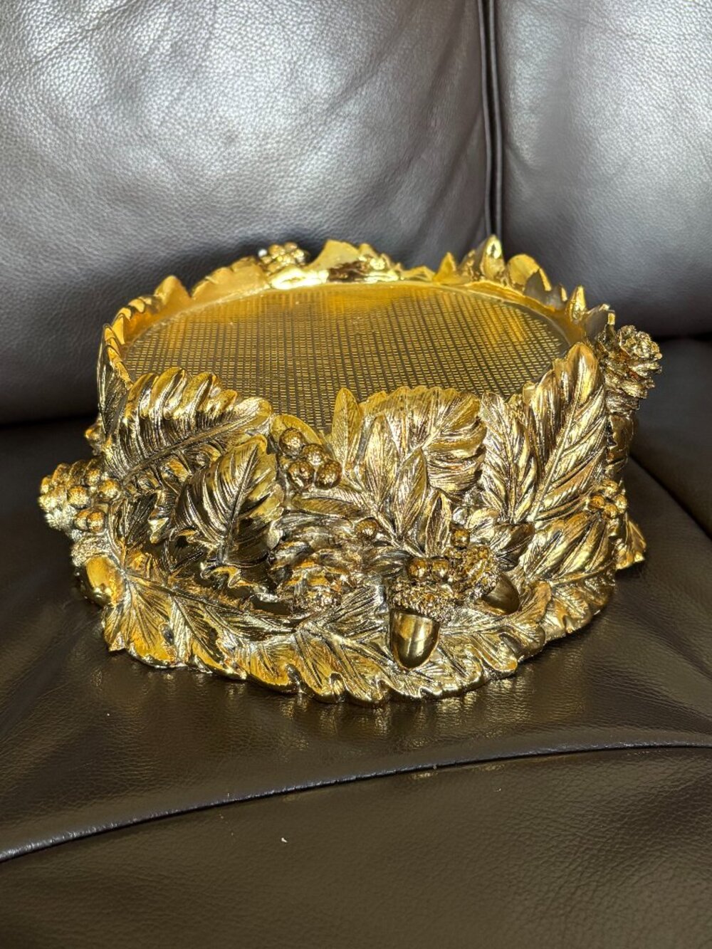 HomeWorx Gold Autumn Acorn & Oak Leaf Candle Pedestal